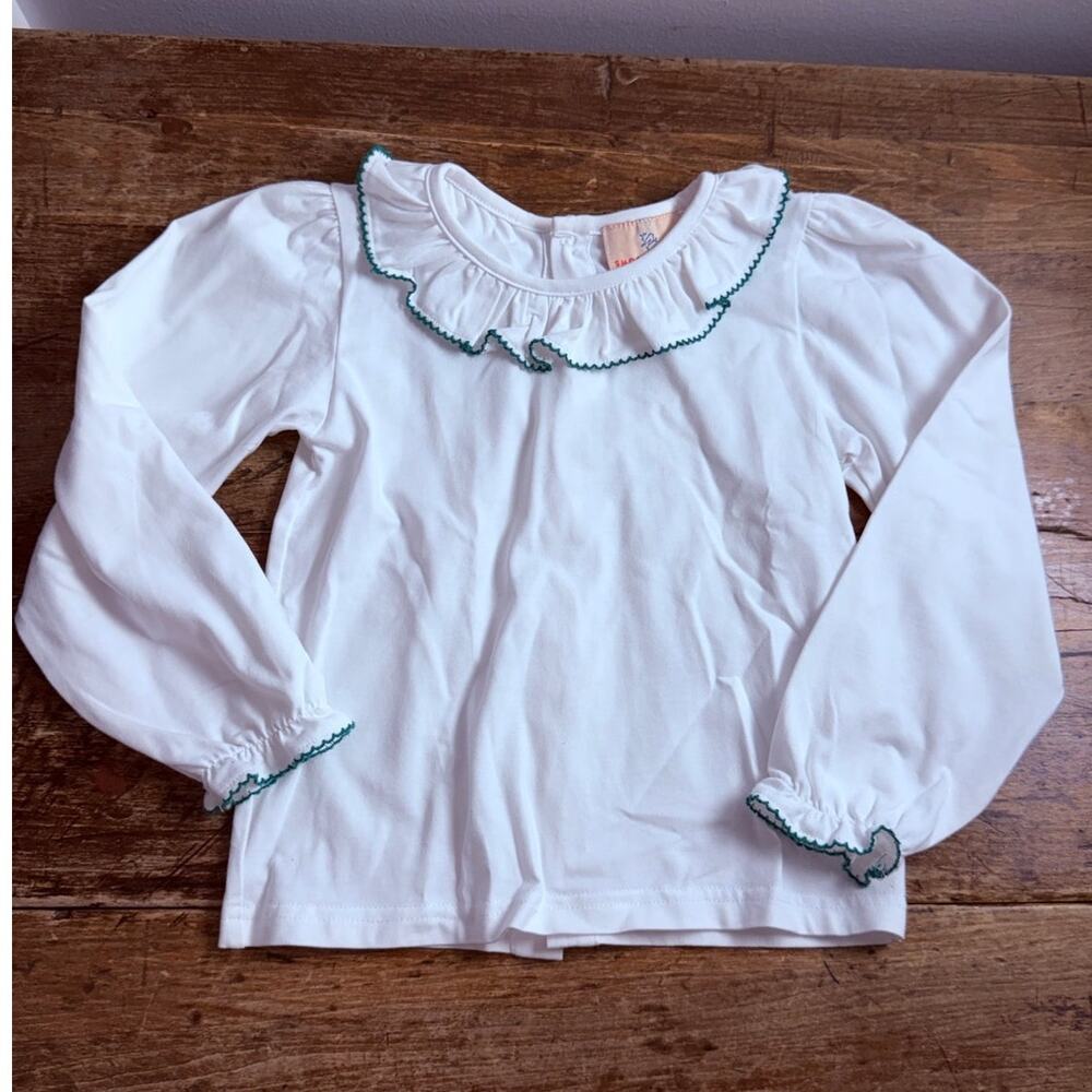 Smockingbird long sleeve green trim button back top size 4